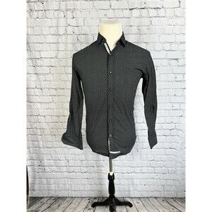 English Laundry Mens Small Long Sleeve Button Fornt Shirt Black, Gray Geometrc